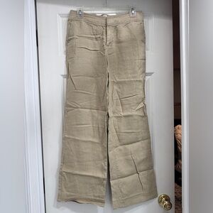 Old Navy Women's Beige Wide-Leg 100% Linen Trousers y2k